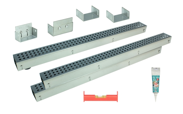 Edelstahlentwässerungsrinnen Bauhöhe 60 bis 80mm, Rost Anthrazit Qudratlochung SET Typ 3